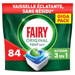 Fairy Original Tablettes Lave-vaisselle All In One, Regular, 84 Capsules, Efficaces Même Sur La Graisse Incrustée, Protège le Verre Et L'Argent