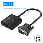 Adaptateur Vention VGA vers HDMI avec prise en charge audio 1080P pour PC portable vers projecteur HDTV convertisseur audio vidéo vga convertisseur hdmi 1 m, alliage noir - 1 m