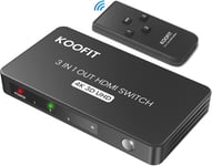 Switch Hdmi 4K 60Hz, Multiprise Hdmi Switch 3 Entrées 1 Sortie, Commutateur Hdmi Avec Télécommande Supporte 4K 3D Uhd, Multi Hdmi Splitter Pour Ps5, Ps4, Lecteur Blu-Ray, Dvd, Xbox, Pc, Tv