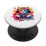 Chat gamer rétro avec casque : Can't Hear You, I'm Gaming! PopSockets PopGrip Interchangeable