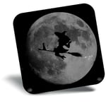 Awesome Fridge Magnet bw - Spooky Witch Full Moon Halloween Cool  #41057