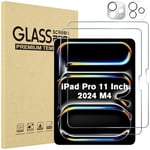 ProCase 2+2 Pack Screen Protector for iPad Pro 11 inch 2024 (M4) A2836 A2837 A3006 with Camera Lens Protector, Tempered Glass Film for iPad Pro 11" 5th Gen -Silver+Clear