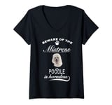 Womens Poodle T-Shirts - beware of the mistress - Poodle V-Neck T-Shirt