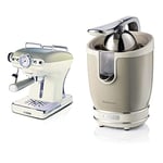 Ariete Expresso Vintage Beige & Presse-agrumes vintage électrique avec levier, 2 cônes pour fruits grands et petits, bec anti-goutte, moteur silencieux, pressage professionnel, beige