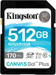 Kingston Canvas Go! Plus Carte Sd 512Gb Sdxc 170R C10 Uhs-I U3 V30