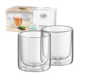 alfi GLASSMOTION 190 ml, verres isothermes en borosilicate, lot de 2, verres à café résistants à la chaleur, verres à thé, verres à café à double paroi, verre à double paroi à effet flottant