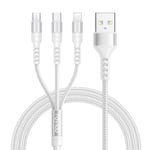 3 En 1 Multi Usb Câble En Nylon Tressé Avec Micro Usb Type C Lightning Connecteurs Pour Iphone, Samsung Galaxy S22 S21, Huawei P30, Honor, Oneplus, Wiko, Kindle 1.2m.[V150]