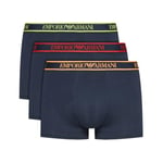 Emporio Armani Men's 3 Pack Core Logo Band Boxer Shorts, Navy/Navy/Navy, S