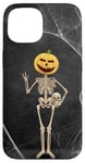 iPhone 15 Spooky Halloween Skeleton Jack-O-Lantern Pumpkin Head Skull Case