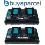 2x Makita DC18RD LXT Lithium Ion 240v 18v Dual Port Fast Battery Charger