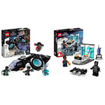 LEGO 76211 Marvel Shuri's Sunbird, Black Panther Aircraft Buildable Toy Vehicle & 76212 Marvel Shuri's Lab, Black Panther Construction Learning Toy with Minifigures