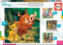 4 Puzzles Enfant : Roi Lion - Bambi - Dumbo - Livre De La Jungle - 12 - 16 - 20