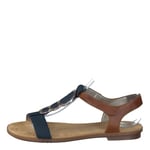 Rieker Femme Sandales 64278,Dame Sandale à lanières,Spartiates,Sandales Gladiator,Chaussures d'été,Confortables,Pazifik/Amaretto / 16,41 EU / 7.5 UK