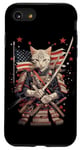 iPhone SE (2020) / 7 / 8 Cat Samurai American Flag Samurai Cat Art Patriotic Cat Case