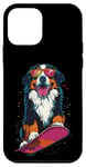 Coque pour iPhone 12 mini Animaux en snowboard- Bouvier bernois sur un snowboard