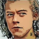 Lumartos, Harry Styles Contemporary Home Decor Wall Art Watercolour Print, Print Only, 12 x 12 Inches