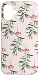 iPhone 16 Plus Pink Christmas Mistletoe Jolly Leaves Ribbon Bow Coquette Case