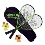 VICFUN Premium Speed-Badminton 100 Set Unisex-Adult, Noir/Vert