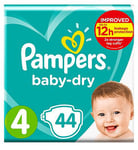 Pampers Baby-Dry Size 4, 44 Nappies, 9kg-14kg, Essential Pack