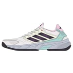 adidas Men's CourtJam Control 3 Clay Tennis Shoes Sneaker, Crystal White/Aurora met/semi Flash Aqua, 6.5 UK