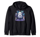 Funny Ghost Gamer Halloween Console PC Cute Gaming Ghost Zip Hoodie