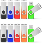 Clé Usb 64Go 3.0 Lot De 10 Clé Usb 3.0 64Go Usb Flash Drive 64 Giga Avec Pince En Métal À 360° Compatible Pour Pc/Tablettes/Ordinateurs/Tv/Car (5 Couleures Usb 3.0)