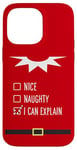 Coque pour iPhone 14 Pro Max Nice or Naughty List Costume d'elfe de Noël amusant Rouge