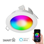 Spot encastré Zobe II plat blanc semi-brillant + ampoule RGB blanc chaud -