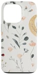 iPhone 13 Pro Whimsical Boho Watercolor Wildflowers Moon Insects Design Case