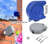 15m Retractable Wall Mounted PVC Washing Line Outdoor/Indoor Use With Fixing