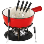 TABLE & COOK - Fondue 20 cm rouge uni réchaud fer forgé