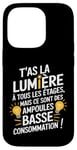 Coque pour iPhone 14 Pro T’as La Lumière À Tous Les Étages Mais Ampoules Basse Conso