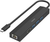 Hub Usb-C Multiports(Adaptateur 6 En 1: 3 Usb-A,1 Usb-C Power Delivery Pd,1 Hdmi,1 Ethernet,Station D'Acceuil Pc Portable/Tablette Macbook Pro,Macbook Air,Ipad Pro,Dell Et Xps)Noir