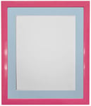 FRAMES BY POST 0.75 Inch Pink Picture Photo Frame With Blue Mount 6 x 4 Image Size 4.5 x 2.5 Inch Plastic Glass