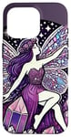 Coque pour iPhone 16 Pro Illustration de fée en cristal violet améthyste