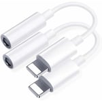 2 Pack】 Adaptateur Casque pour iPhone 11,Aux Audio Connecteur Jack 3,5 mm Câble Adaptateur Casque Répartiteur pour Musique Compatible avec iPhone 7/7