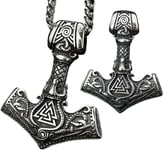 Hopeinen miesten kaulakoru Hammer of THOR MJOLNIR, terästä