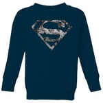 Marble Superman Logo Kids' Sweatshirt - Navy - 7-8 Years - Navy