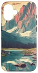 Coque pour iPhone 16 Rocky Mountain Lake Vintage Paysage graphique