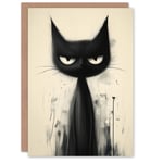 Sinister Black Cat Creepy Witches Coven Horror Scary Haunted Halloween Card