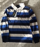 Ralph Lauren  Boy's Striped 100% Cotton  Rugby Polo Shirt (Size 7 Years) 