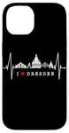 Coque pour iPhone 14 Skyline de Dresde Heartbeat Coeur Allemand I Love Dresden