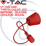 V-TAC VT-7228-R Support de lampe de plafond E27 60W Silicone Rouge Plafonnier