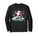 Kids Space Santa Christmas Santa Outer Space Rocket For Boys Long Sleeve T-Shirt