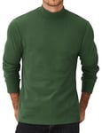 COOFANDY T-Shirt Thermique à Manches Longues pour Homme - Demi-Col Roulé, Slim Fit, Monochrome, Basique d'automne et d'hiver Vert Armée-Col Montant 3XL