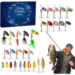 Fiskekalender 2024, 24 dagars fiskeutrustning julkalender fiskebete set fiske adventkalender