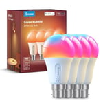 Govee Smart Bulb RGBWW, 1000lm Wi-Fi LED Bulbs B22, Smart Light Bulb Dimmable, DIY 16 Million Color, 64 Dynamic Scenes, Works with Alexa & Google Assistant, 4 Packs