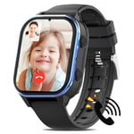 AXYWINBO Montre Connectée Enfant 4G, Batterie 900 mAh Smartwatch Enfant, avec WIF/GPS/Bluetooth Musique Appel SOS Chat et Vidéo Podomètre Alarme Caméra Mode école, À partir de 5 Ans, Noir