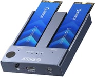 NVME Clone SSD Station d¿Accueil, Dual-Bay Boîtier SSD M.2 NVMe 10Gbps , en Aluminium M.2 Duplicateur de Clone Hors Ligne pour Disque Dur SSD PCIe NVMe M-Key Jusqu'à 4To (SSD Non Inclus) -M2P2