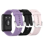(3-Pack) Chofit Straps Compatible with Huawei Watch Fit Strap, Soft Silicone Sport Replacement Colourful Band Wristband for Huawei Watch Fit Smartwatch for Women Men (Black+Pink+Purple)